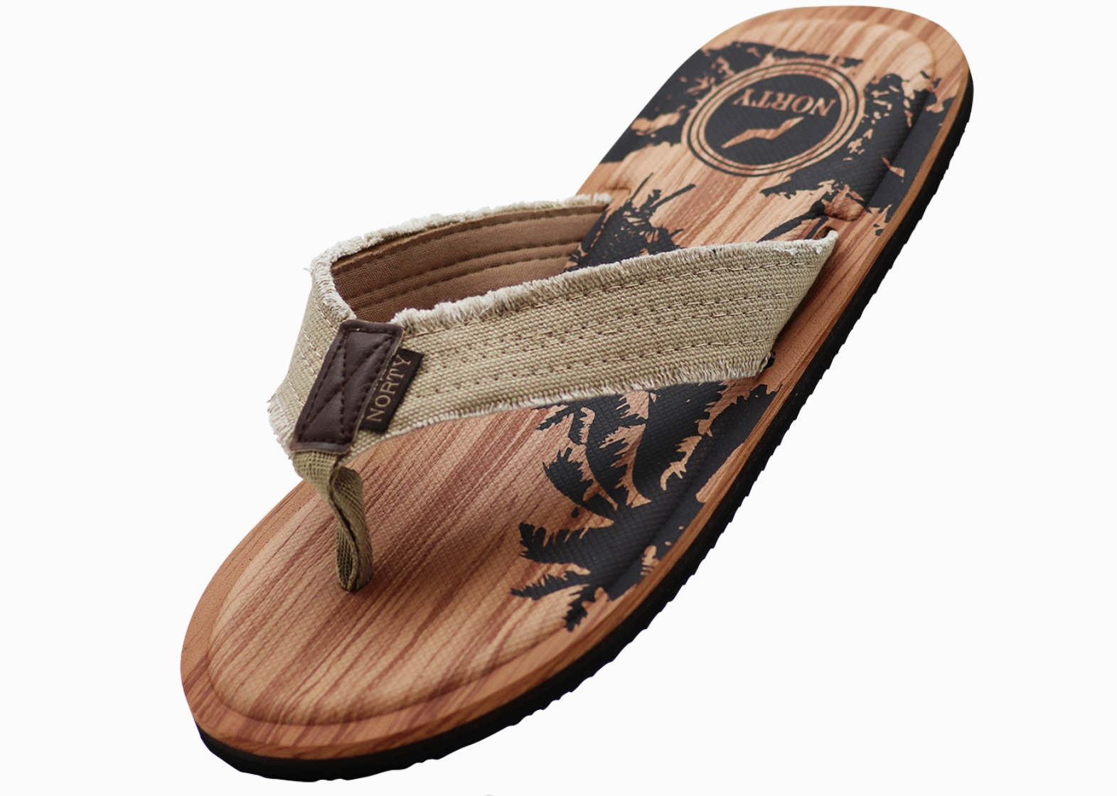 NORTY - Men's Memory Foam Footbed Sandals - Tan Canvas (13115)